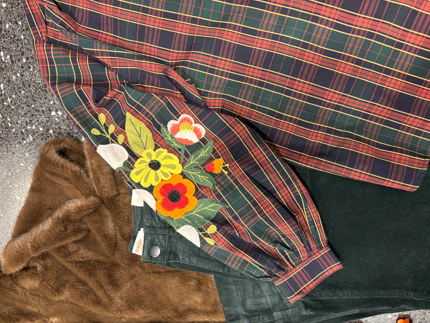 Blouse carreaux brique et vert - MERI JAAN