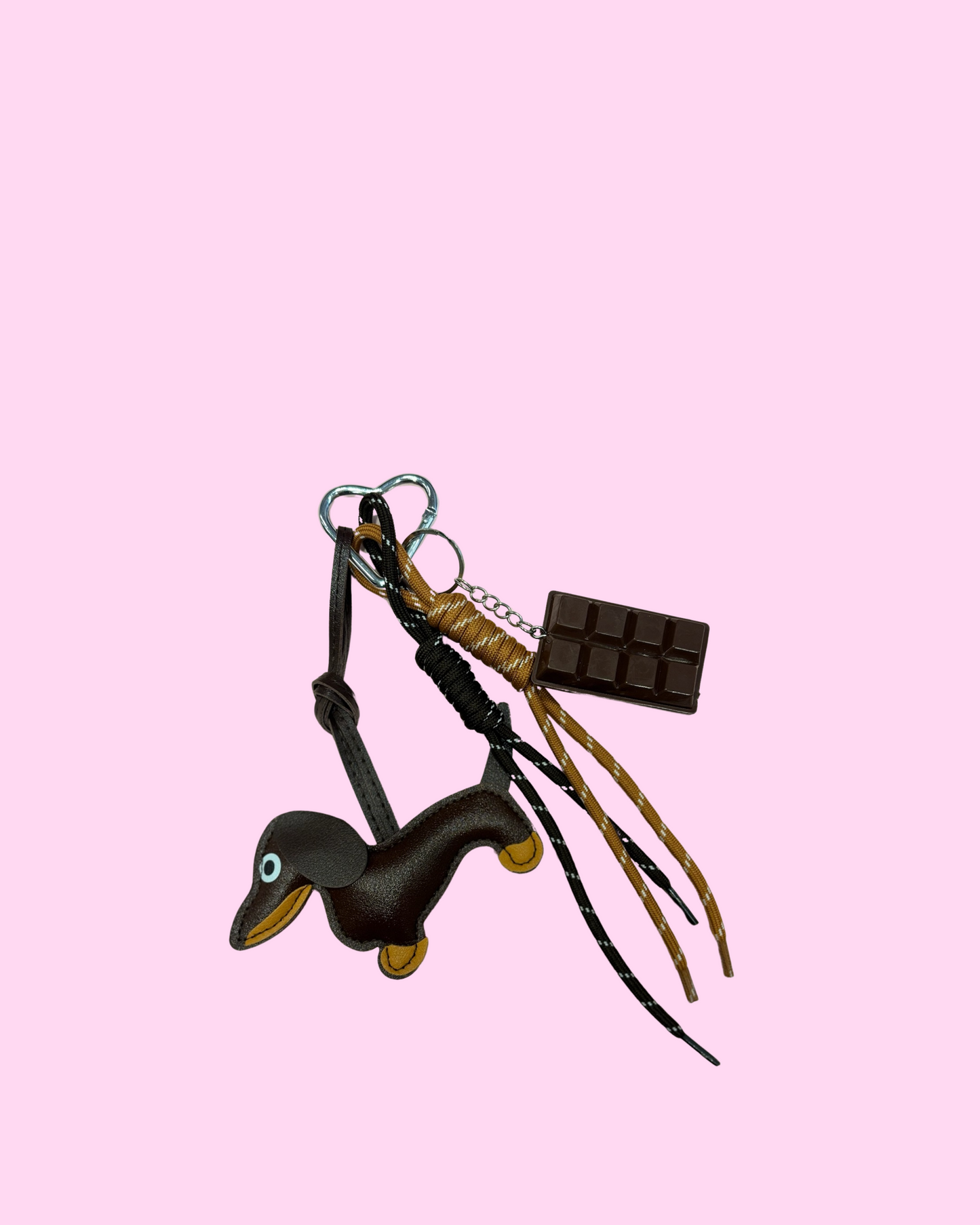 Bag charm chien bicolore et chocolat
