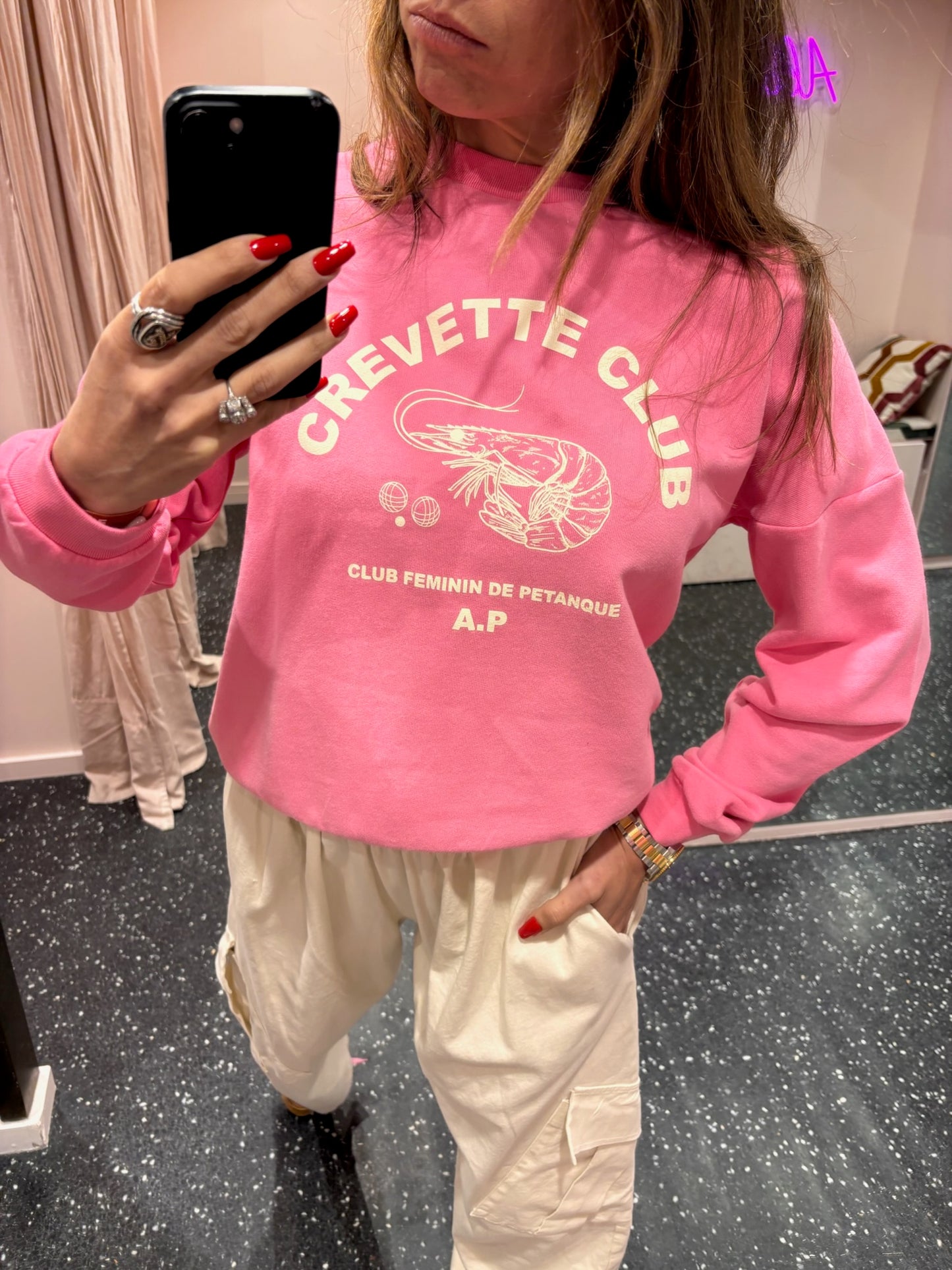 Sweat Crevette club - Arsène et les pipelettes rose