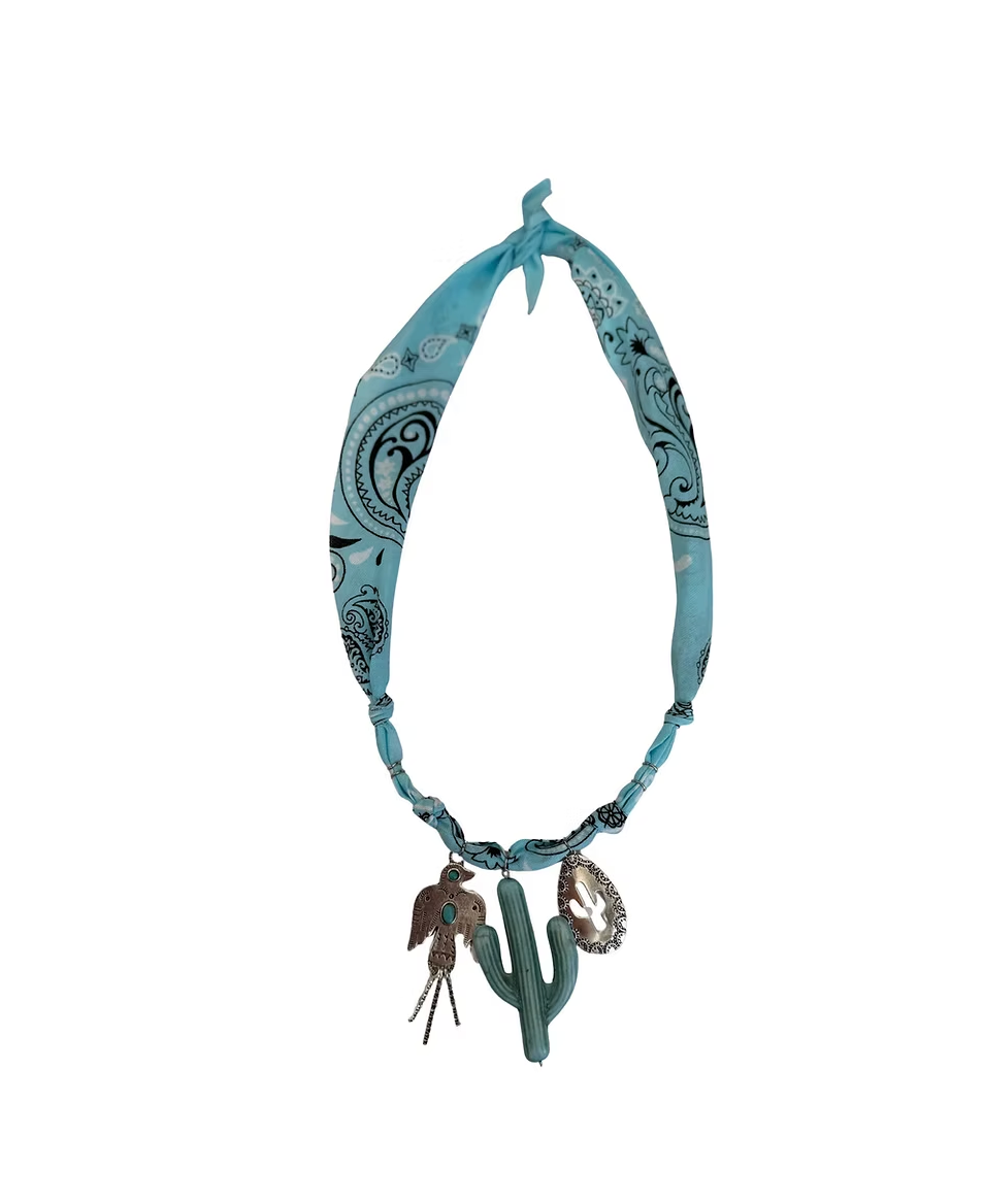 Collier bandana navajo – Cactus & pendentifs symboliques