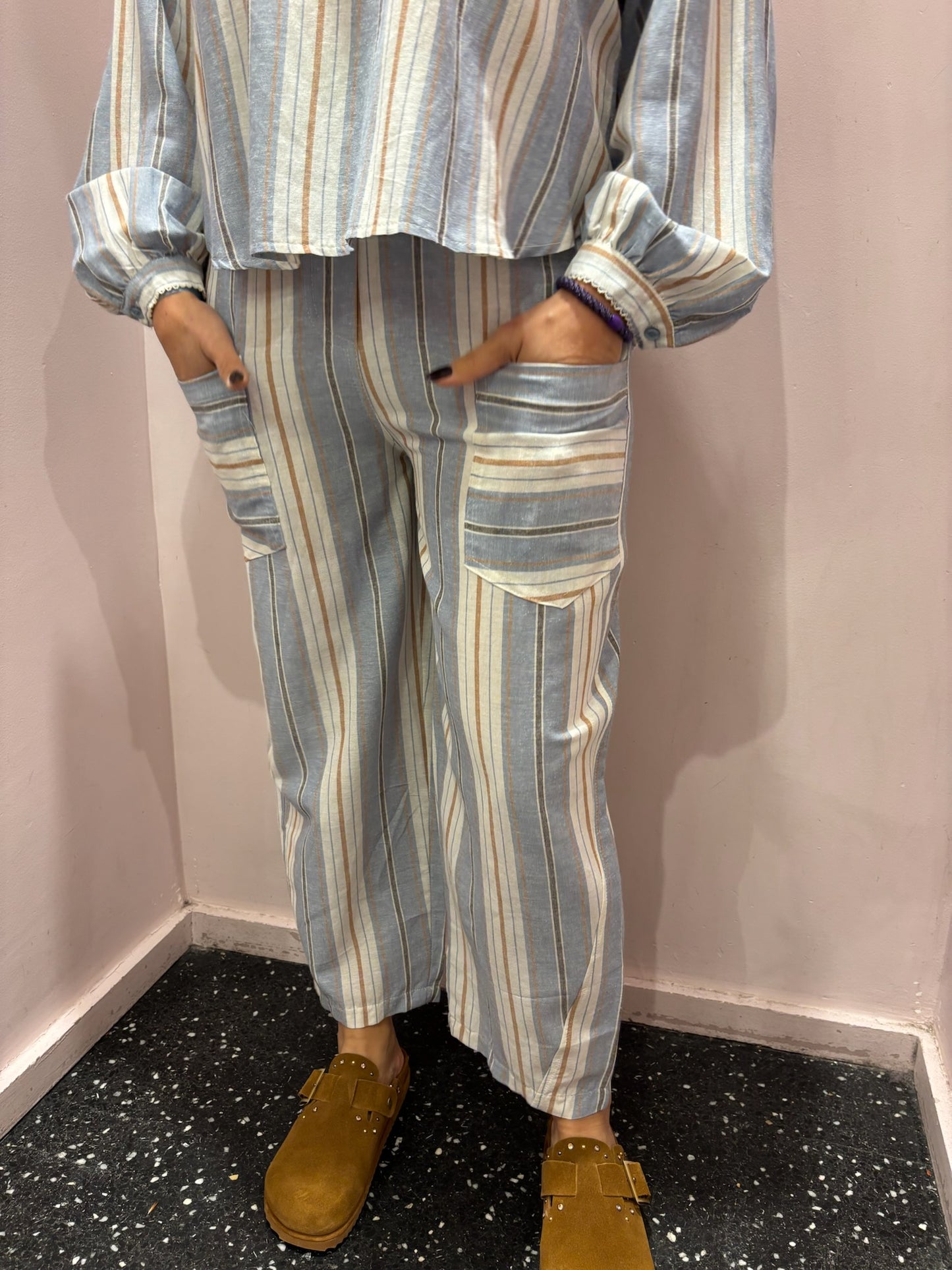 Pantalon à larges rayures Johanna