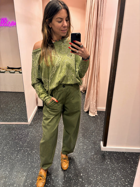 Pantalon Johanna cargo rayé