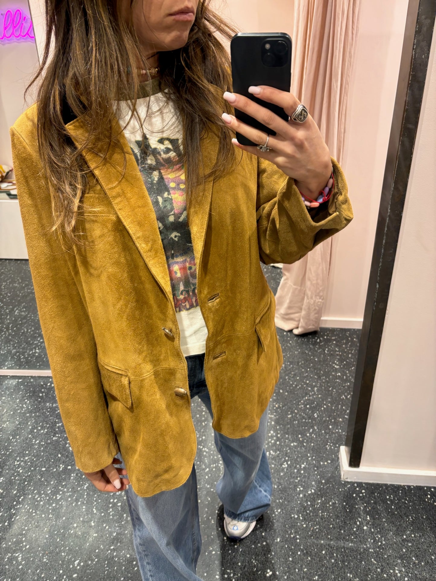 DIXIE – Veste blazer daim cognac