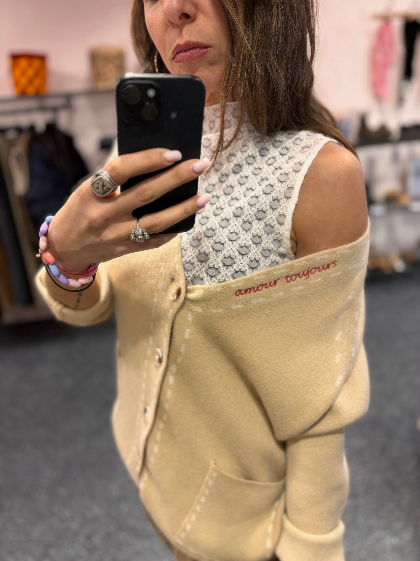 Gilet "Amour toujours" beige ou bleu ciel