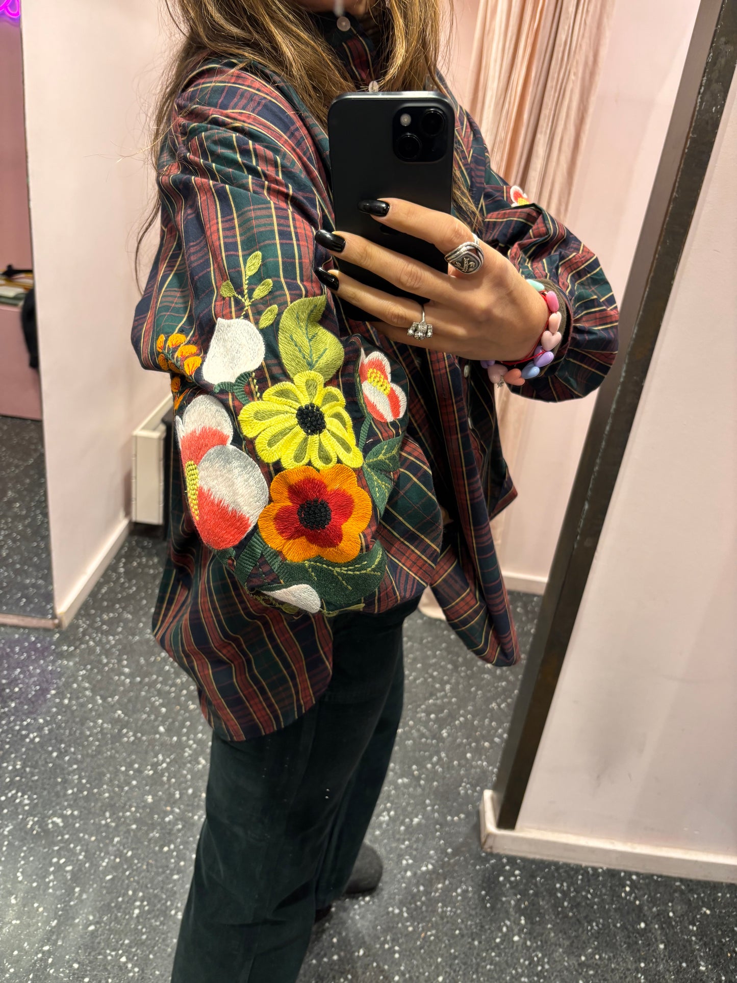 Blouse carreaux brique et vert - MERI JAAN