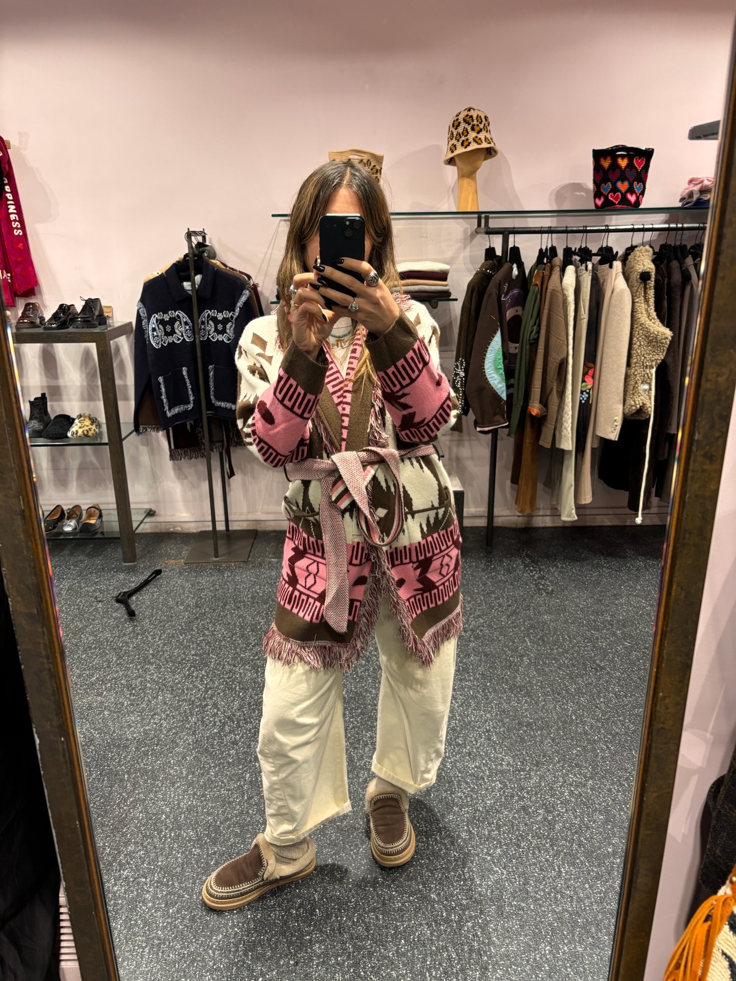 Gilet long motifs aztèques