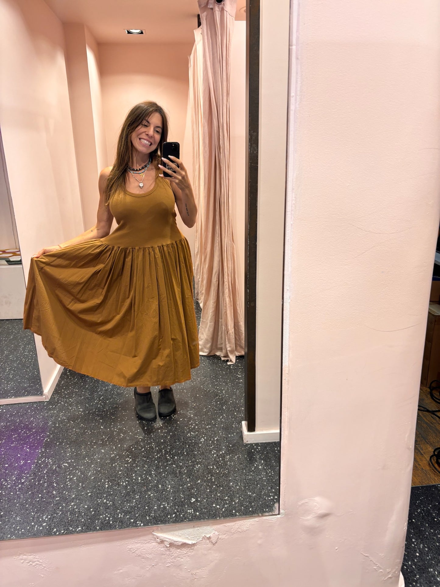 JOHANNA - Robe longue débardeur bi matière