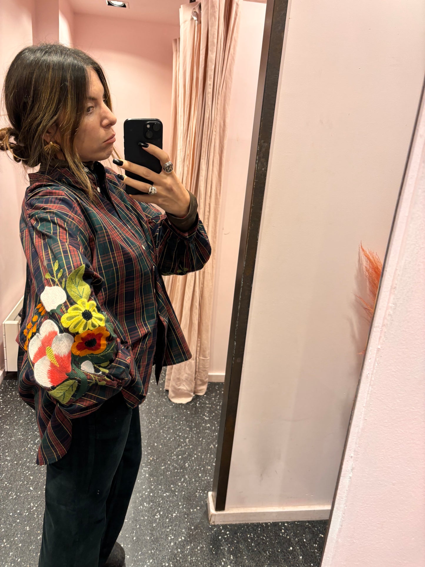 Blouse carreaux brique et vert - MERI JAAN