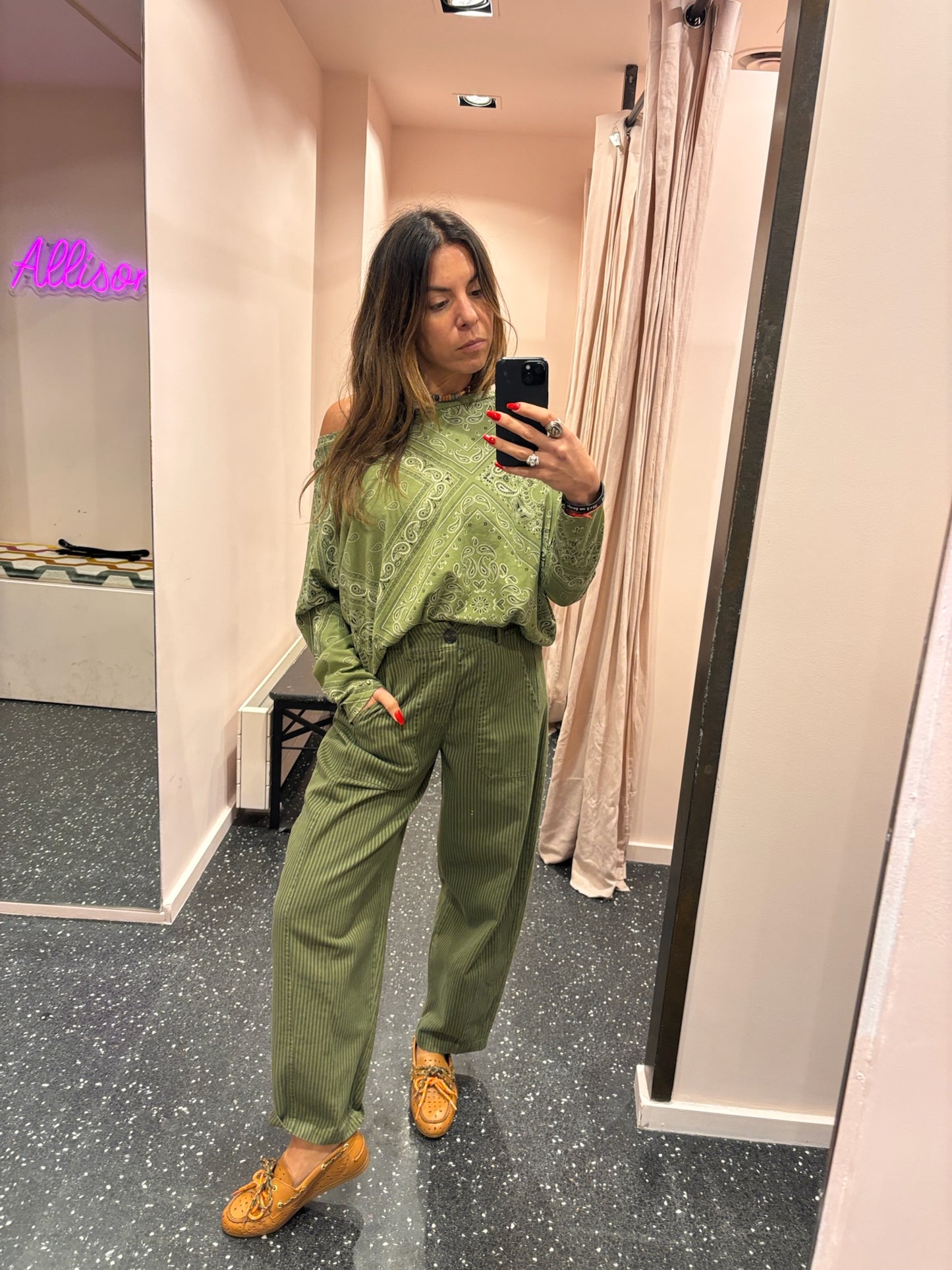 Pantalon Johanna cargo rayé