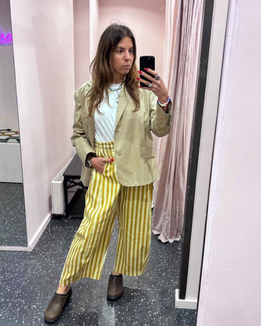 JOHANNA - Pantalon rayé (lien taille)