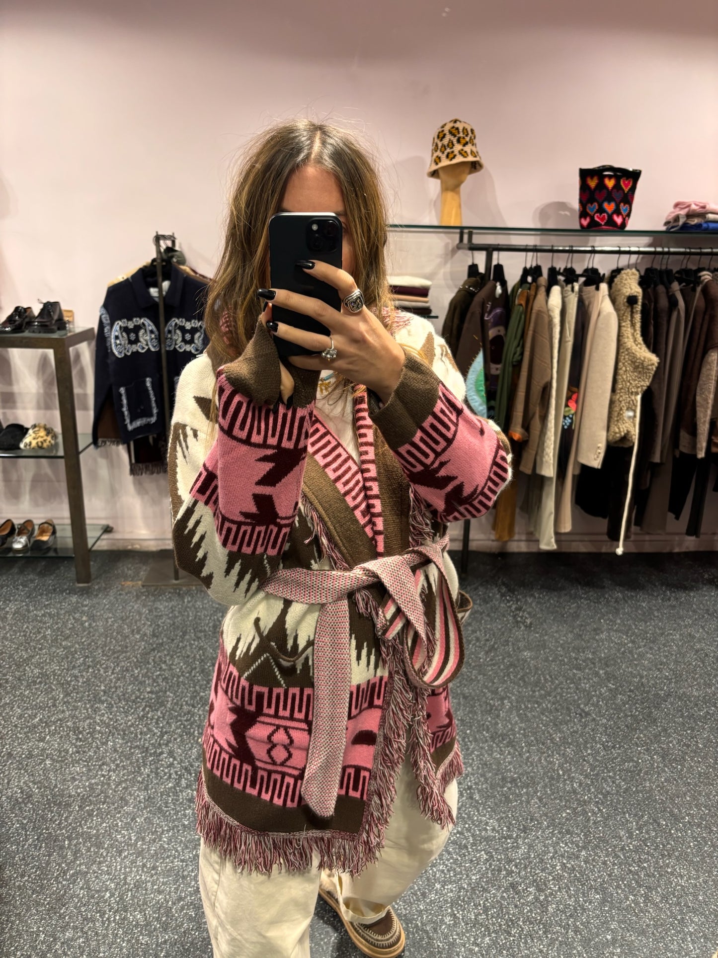 Gilet long motifs aztèques