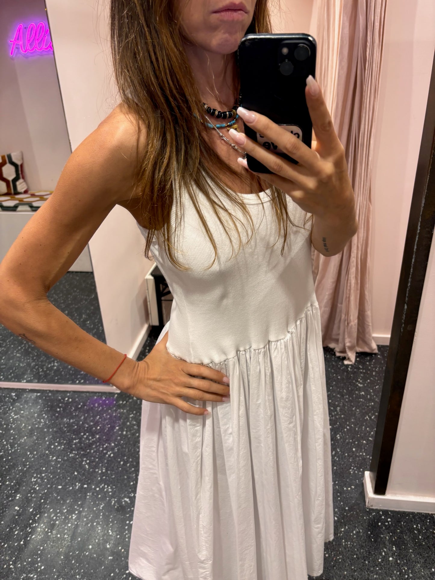 JOHANNA - Robe longue débardeur bi matière