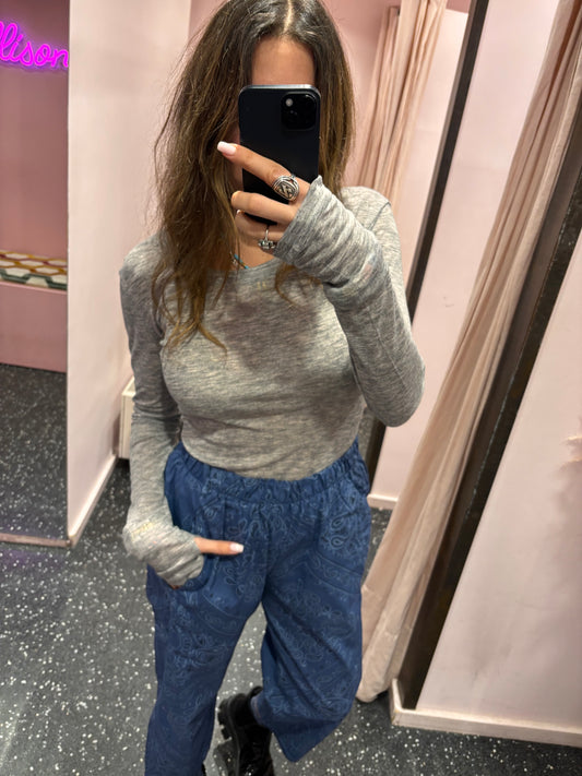 T-shirt mitaines bleu, gris, écru ou marron