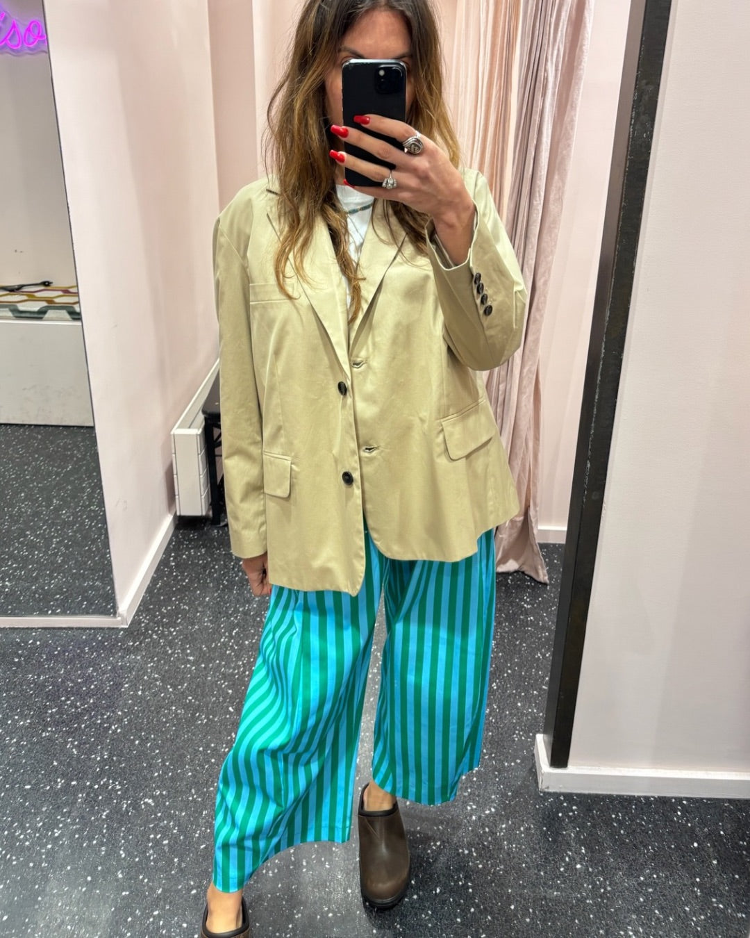 JOHANNA - Pantalon rayé (lien taille)