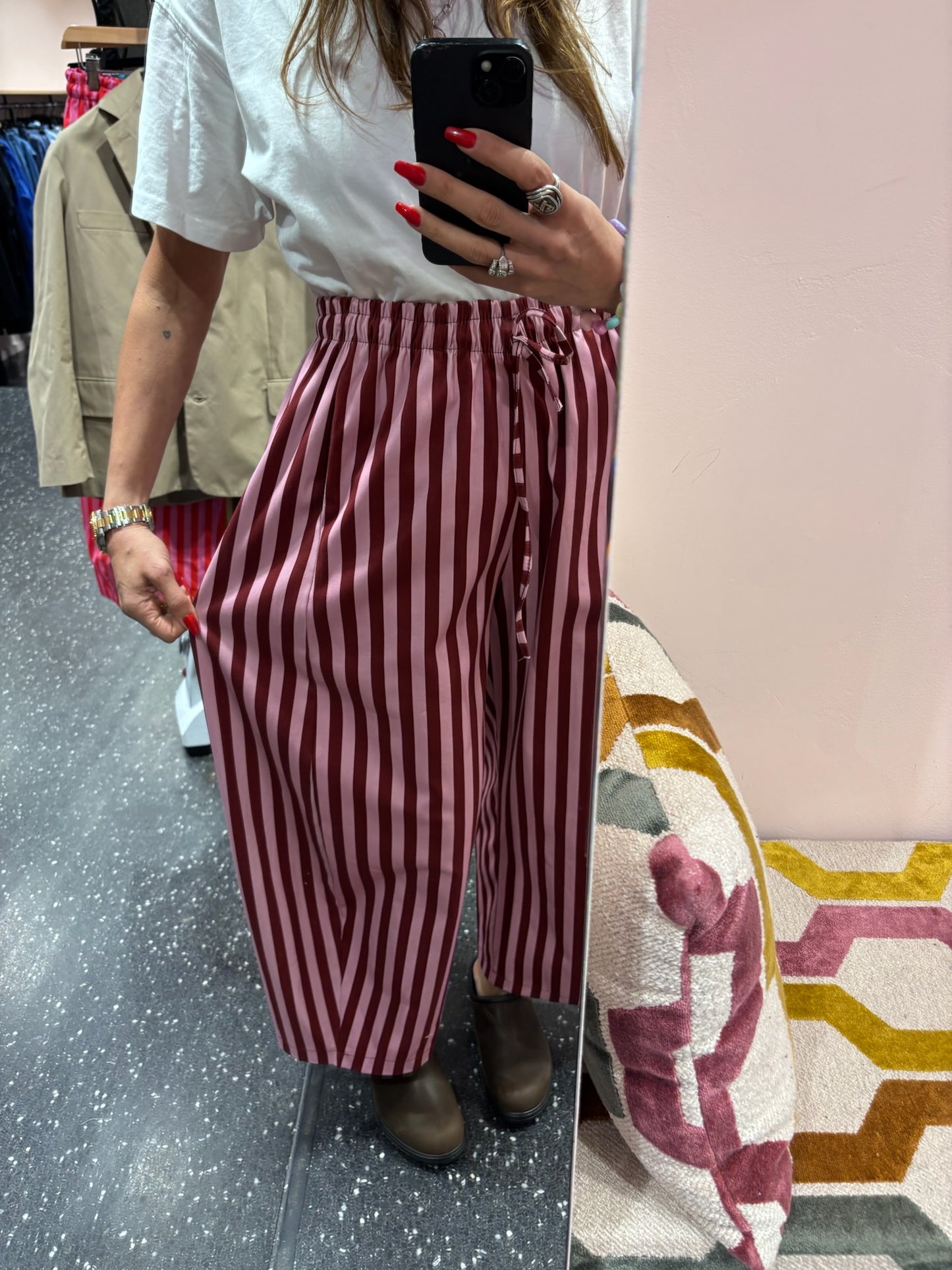 JOHANNA - Pantalon rayé (lien taille)