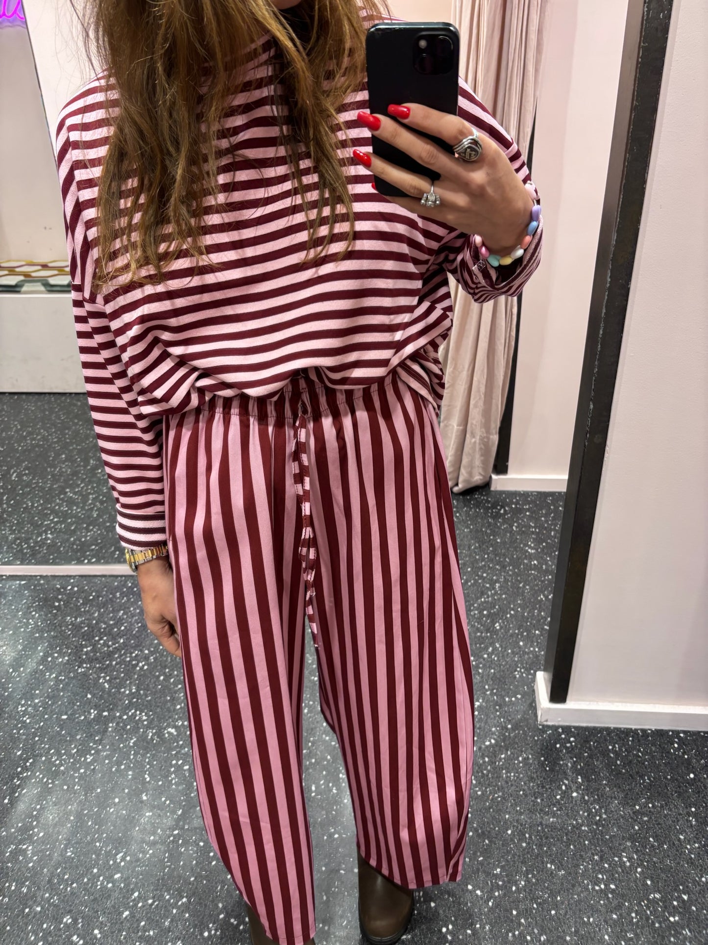 JOHANNA - Pantalon rayé (lien taille)