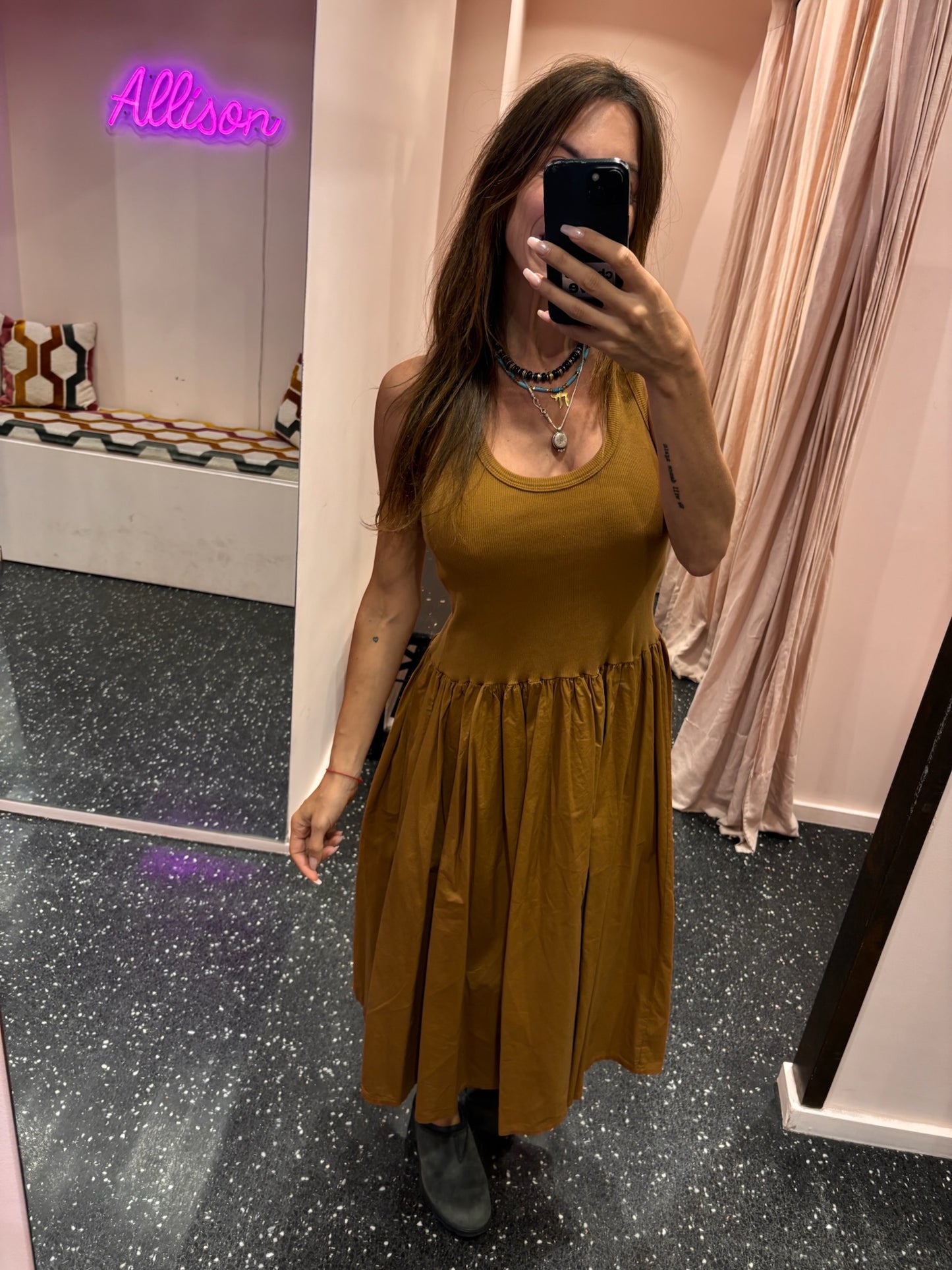 JOHANNA - Robe longue débardeur bi matière