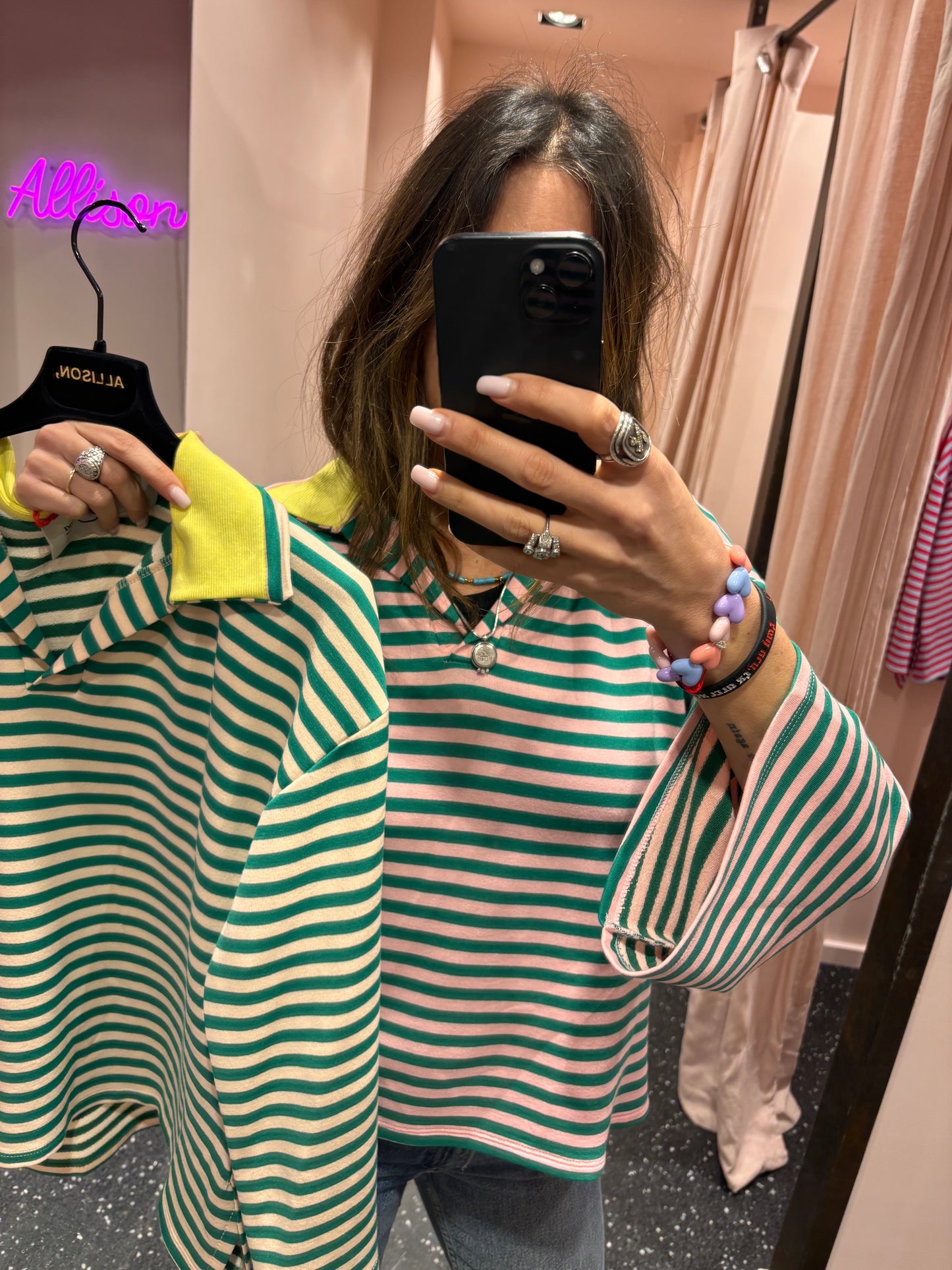 Polo marinière oversize col contrastant