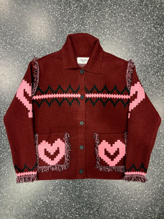 Gilet court bordeaux