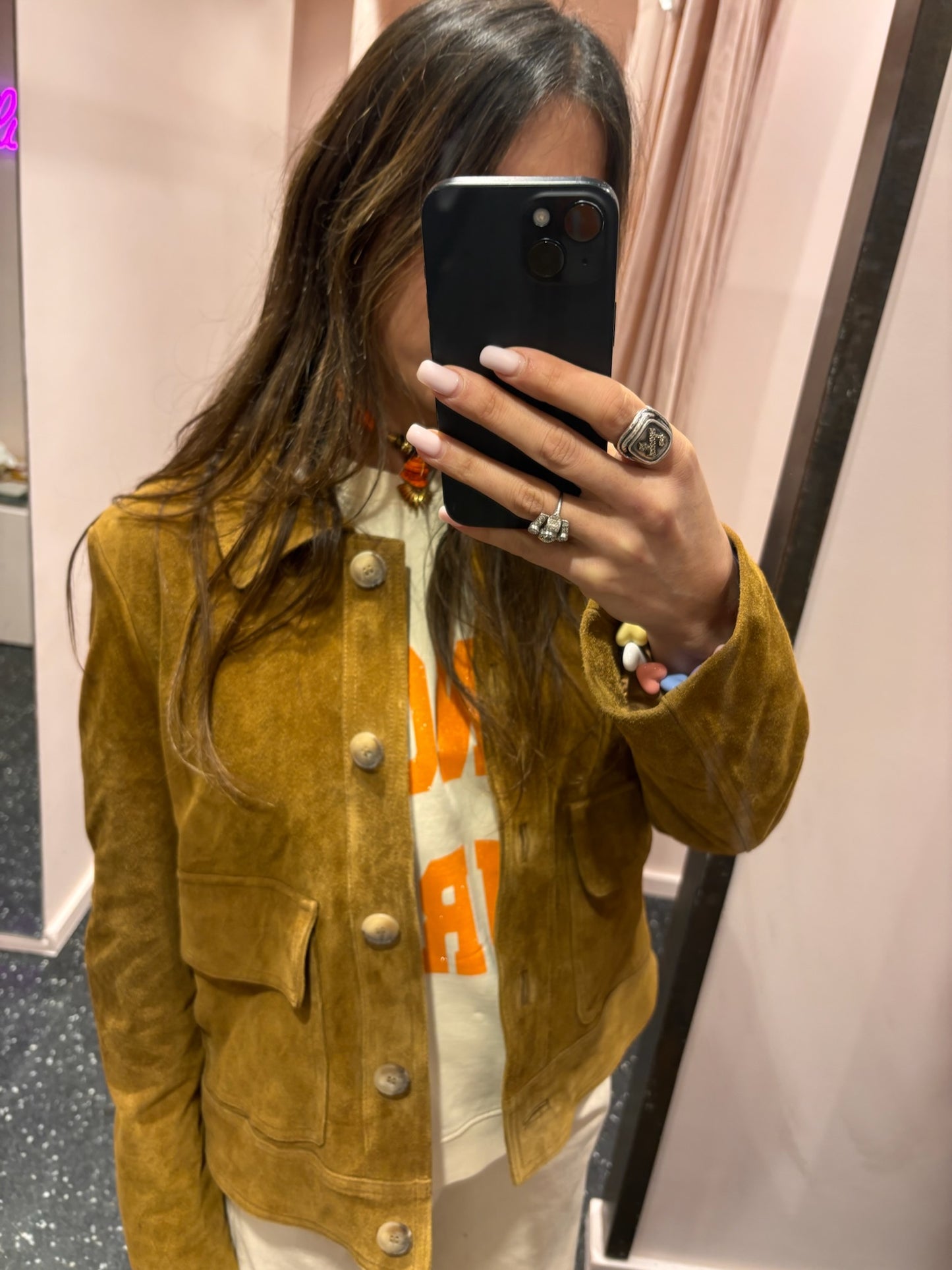 DIXIE – Blouson daim cognac