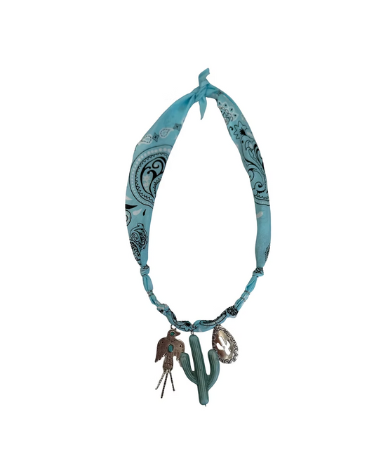 Collier bandana navajo – Cactus & pendentifs symboliques