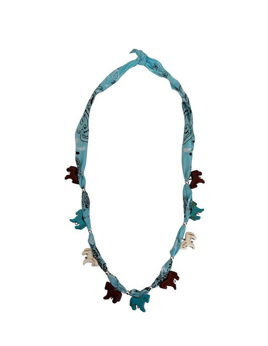 Collier bandana navajo – Animaux sculptés turquoise