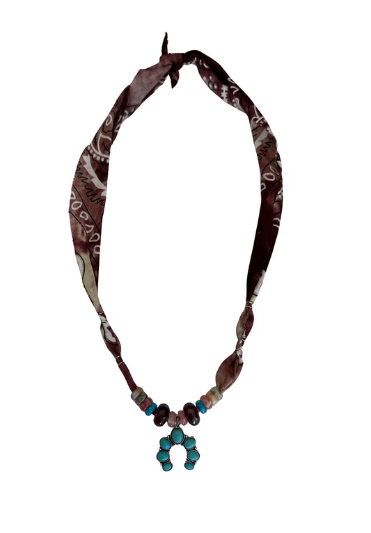 Collier bandana navajo – Demi-lune turquoise