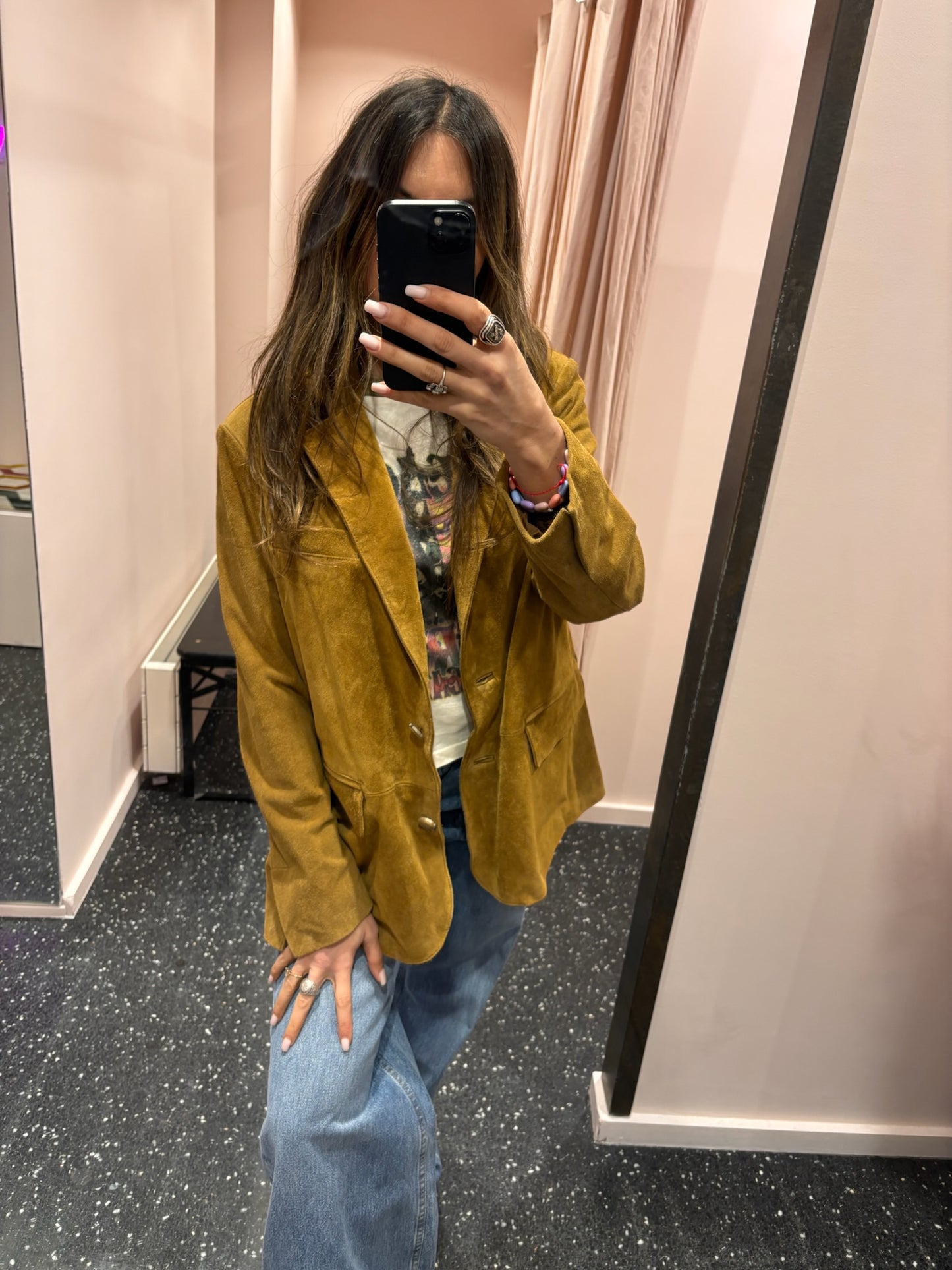 DIXIE – Veste blazer daim cognac