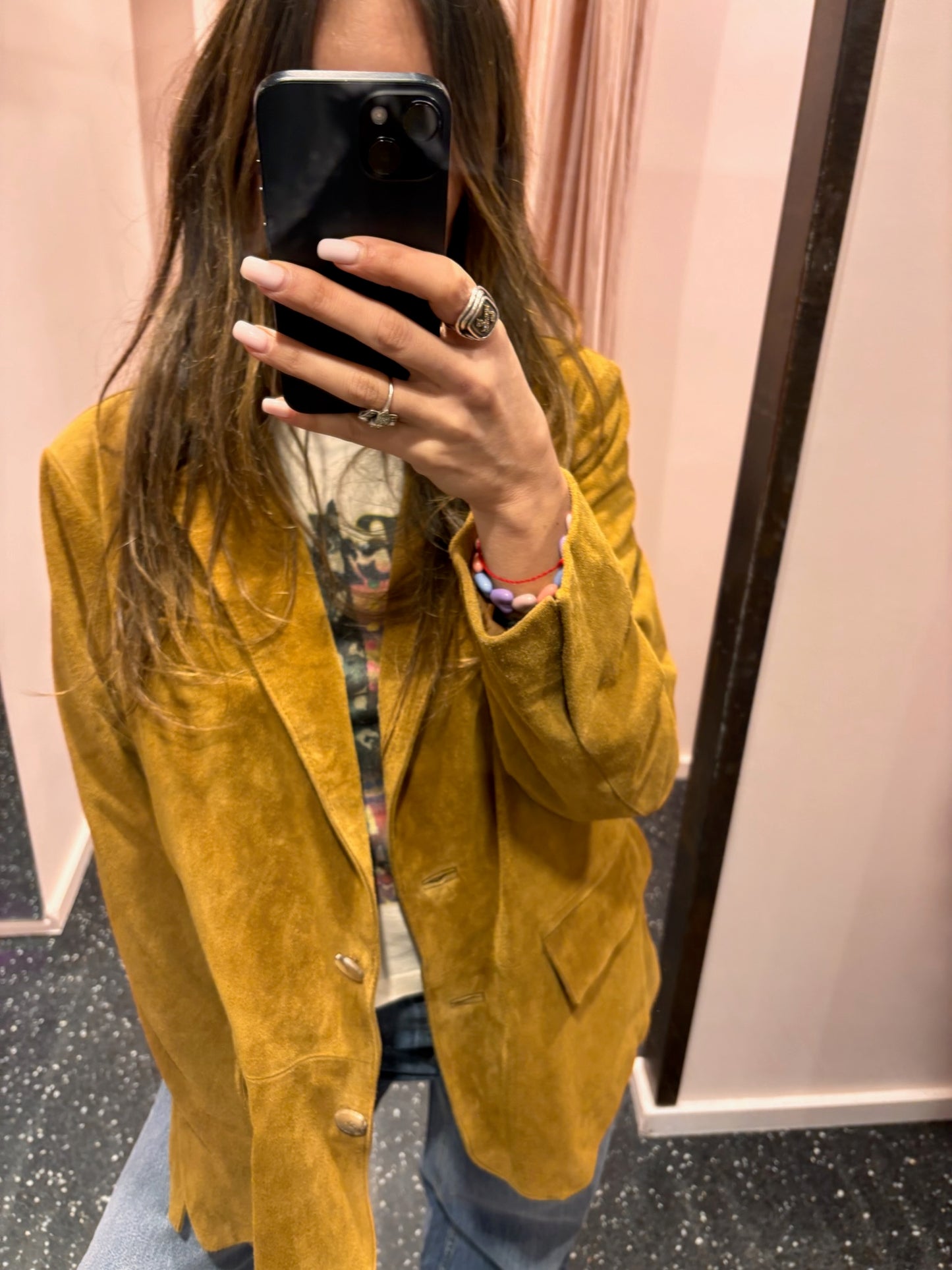 DIXIE – Veste blazer daim cognac