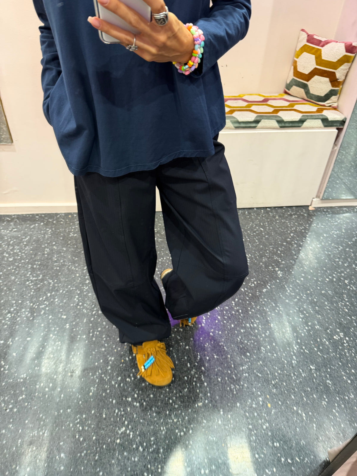SAMSOE SAMSOE - Pantalon barrel marine