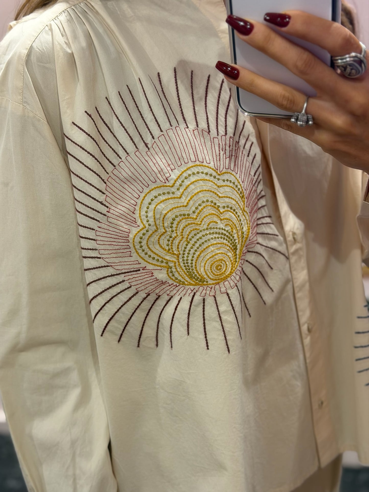SACRÉ COEUR - Chemise brodée écrue