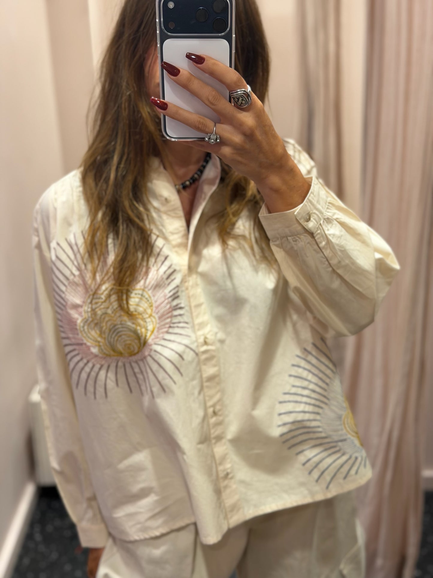SACRÉ COEUR - Chemise brodée écrue