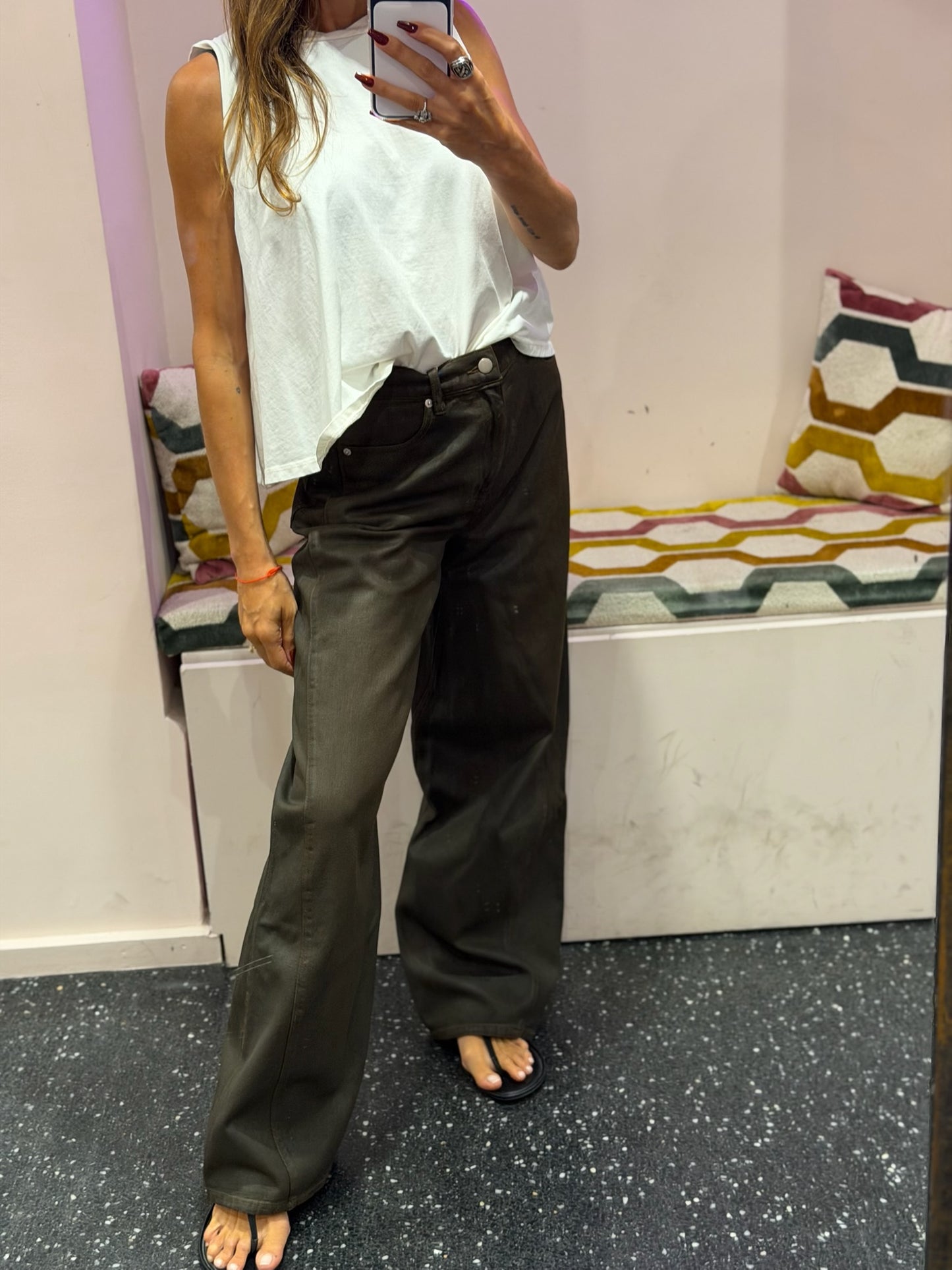 LAPDIP - Jean barrel glossy moka