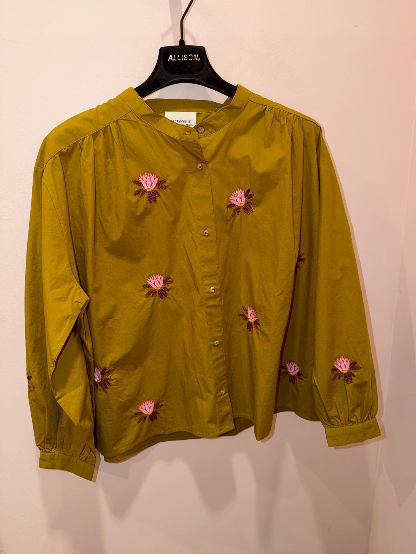 SACRÉ COEUR - Chemise brodée verte