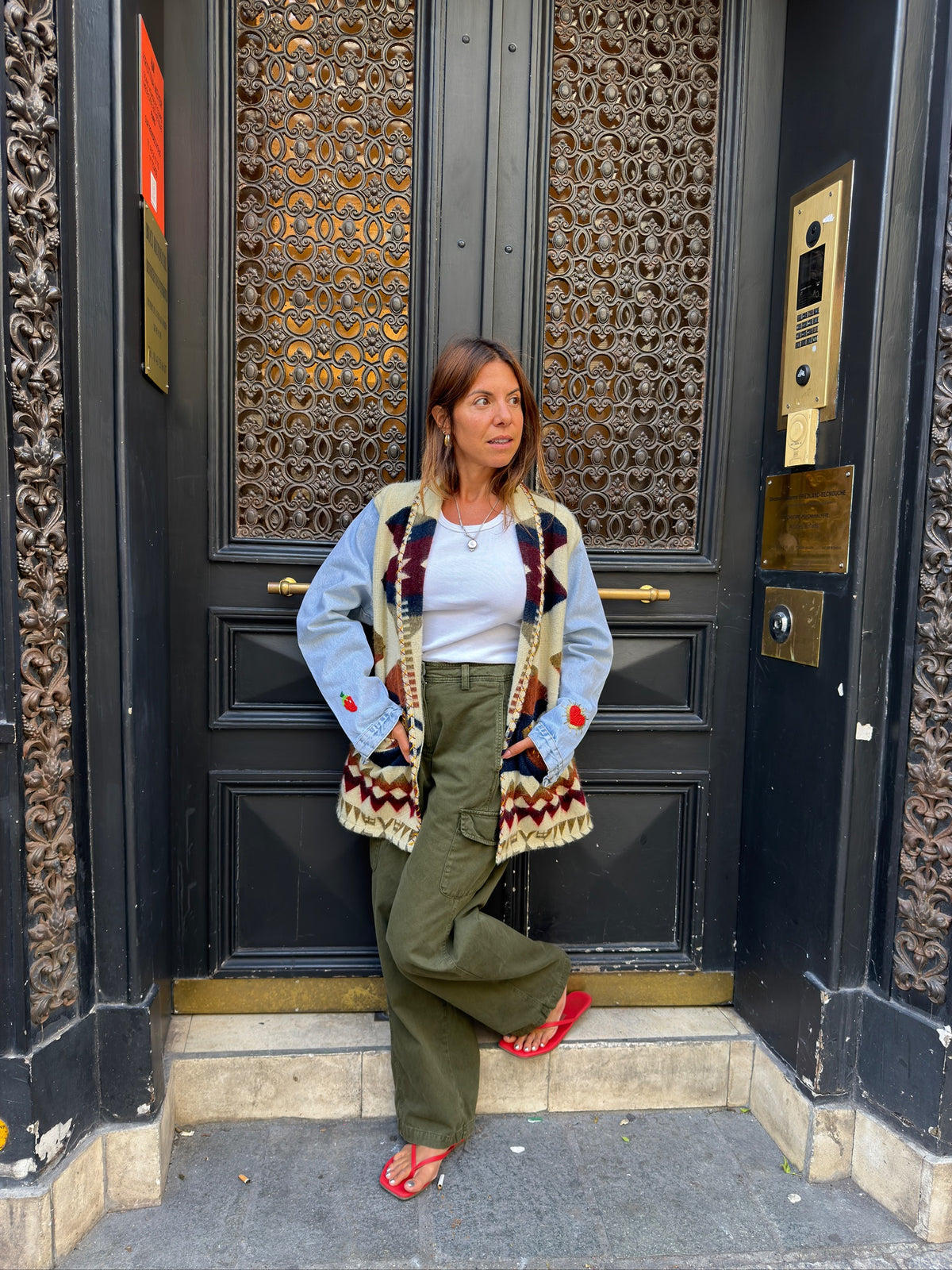 MAISON BADIGO - Veste jeans ojos perlas