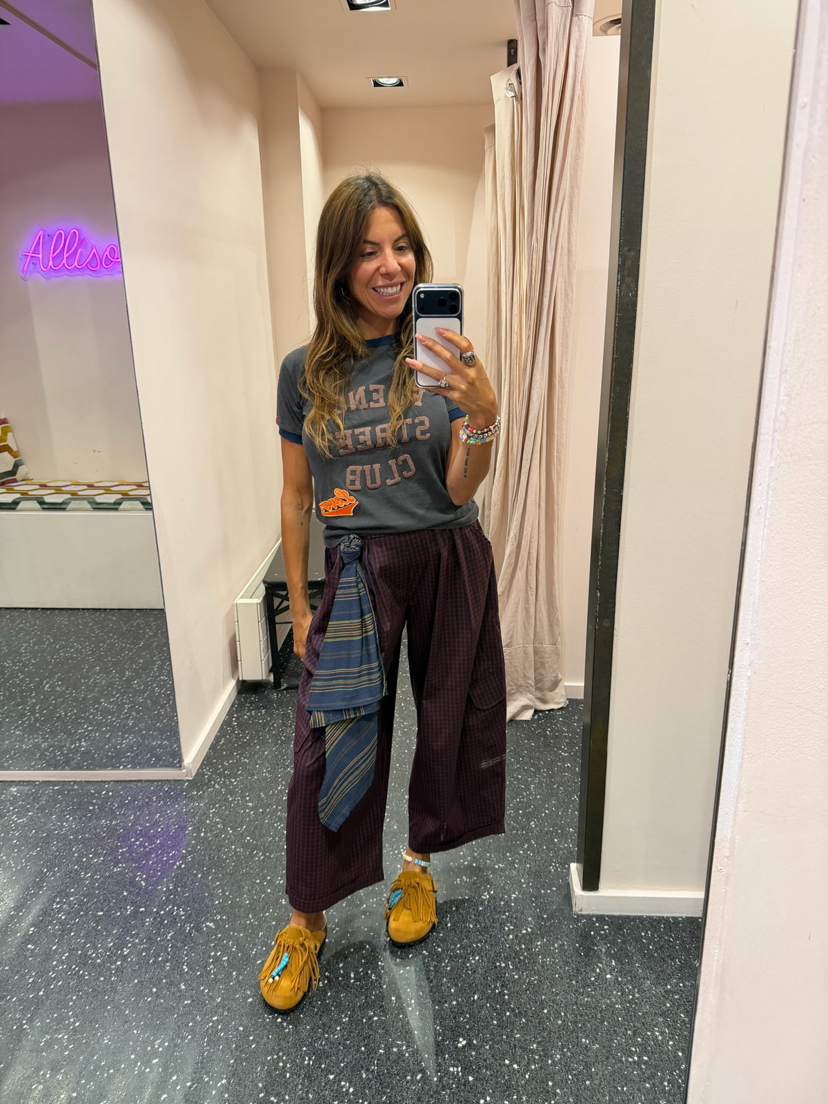JOHANNA - pantalon cargo à carreaux