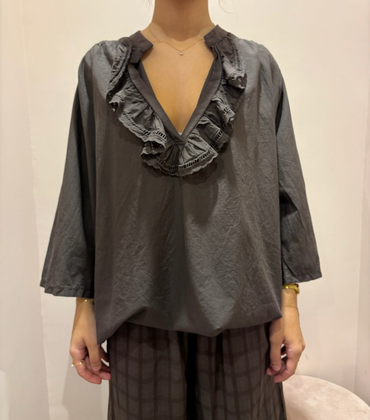 JOHANNA-Blouse ample col volanté