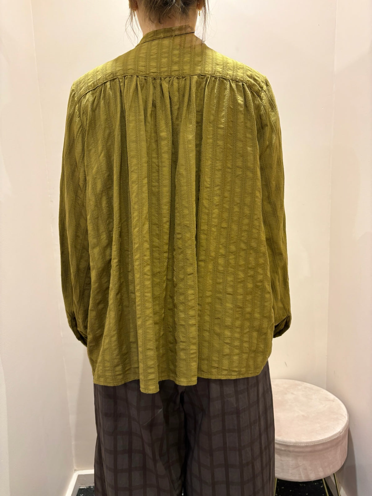 JOHANNA-Blouse ample col volanté gaufrée