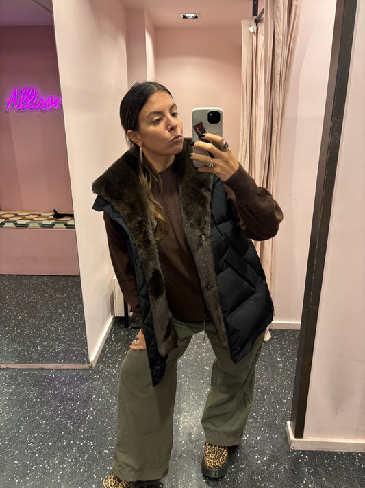 Doudoune noire sans manche doublure amovible