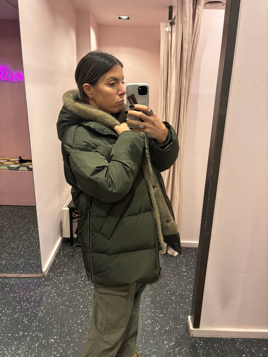 Doudoune mi-longue kaki doublure amovible