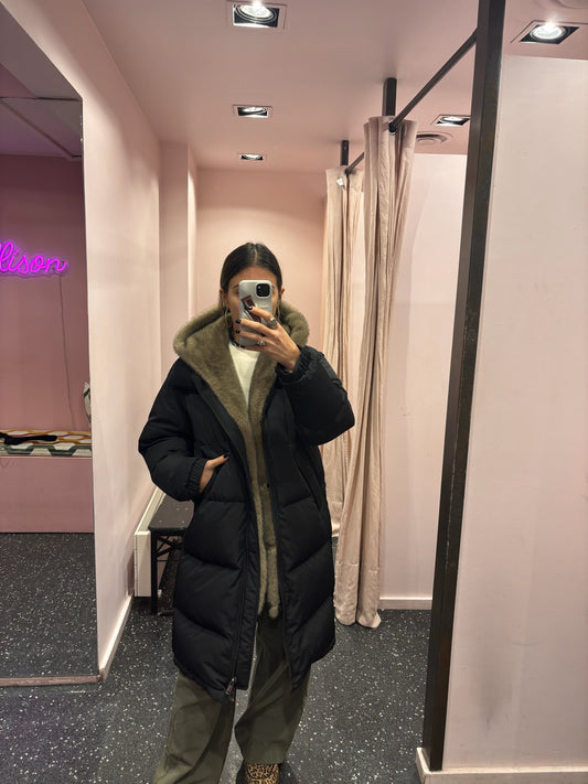 Doudoune longue noire doublure amovible