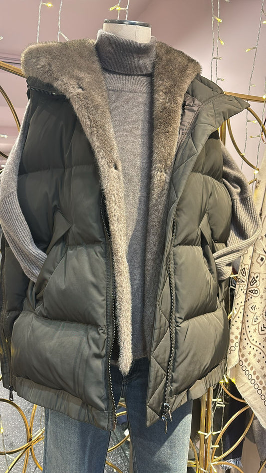 Doudoune kaki sans manche doublure amovible