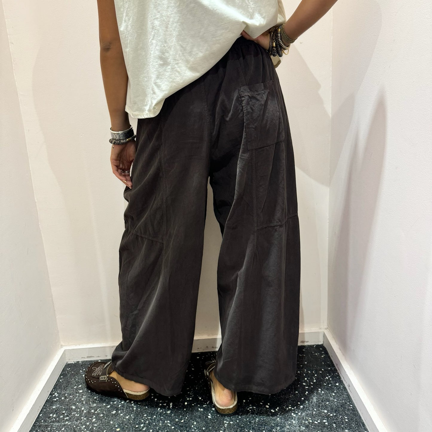 JOHANNA - pantalon large velours côtelé