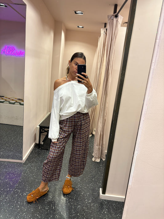 JOHANNA - Pantalon à carreaux coton et viscose