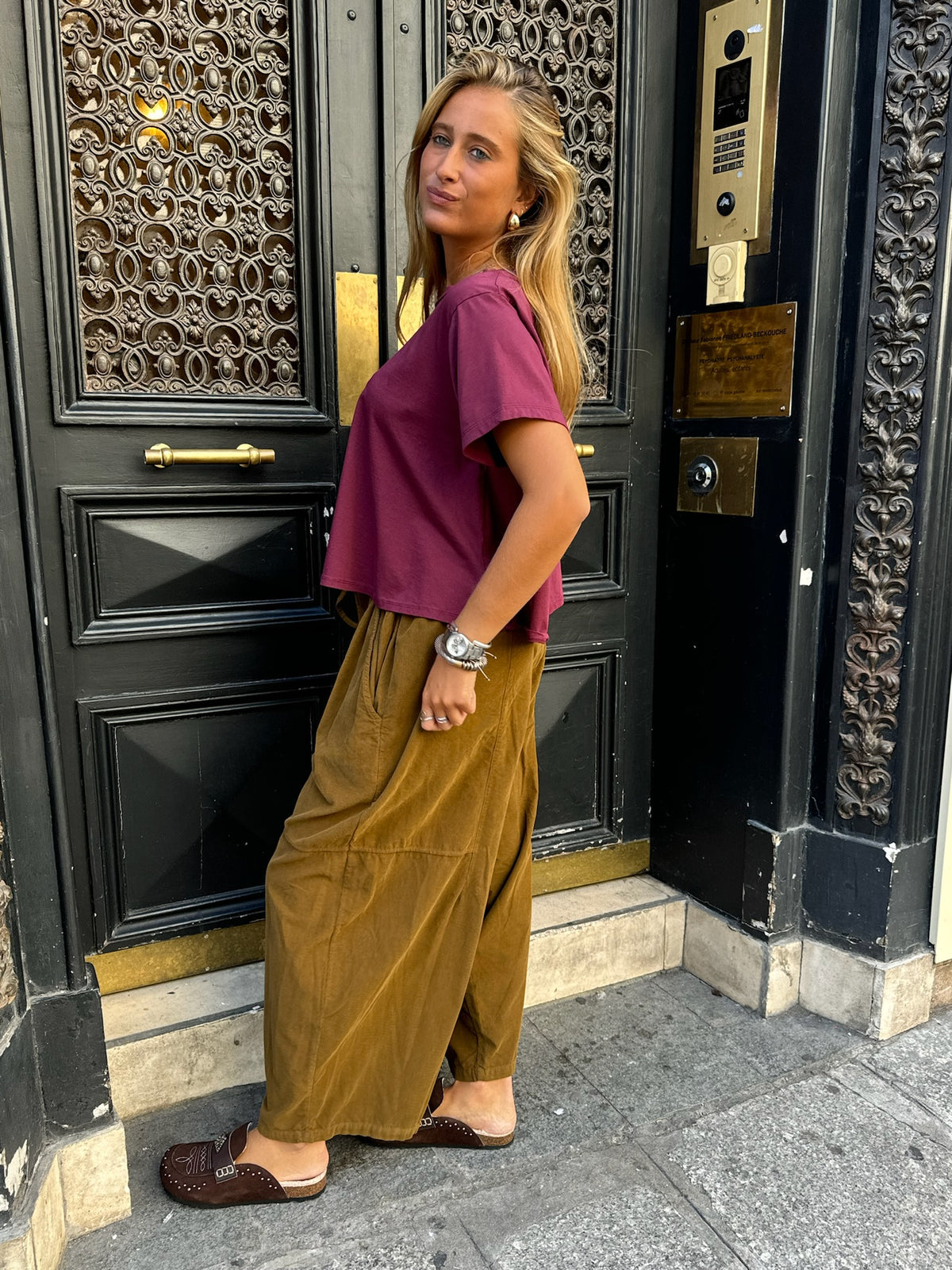 JOHANNA - pantalon large velours côtelé