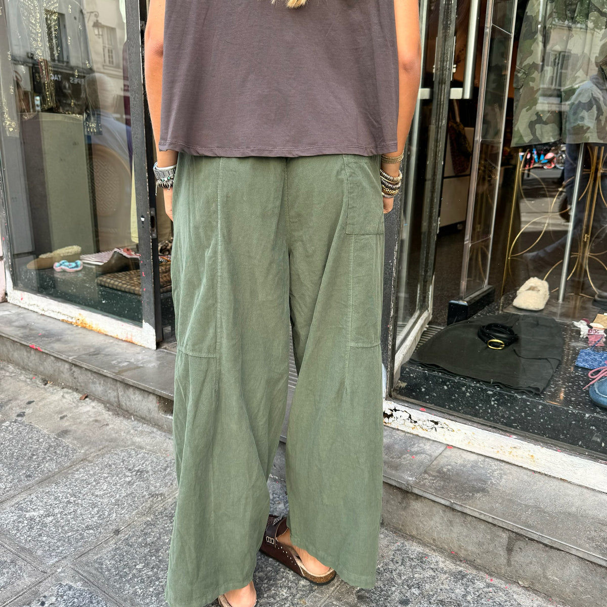 JOHANNA - pantalon large velours côtelé