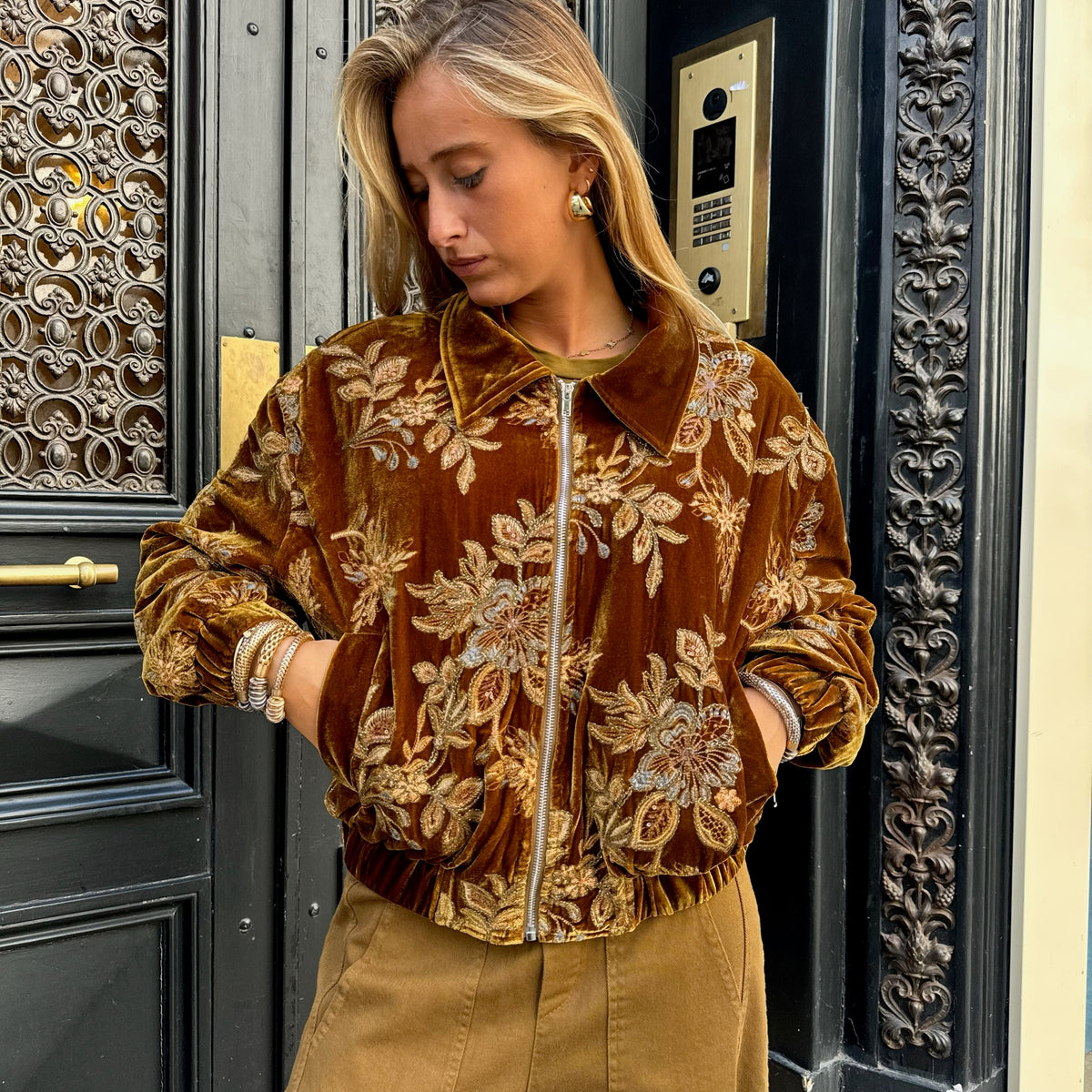 JOHANNA - blouson velours brodé