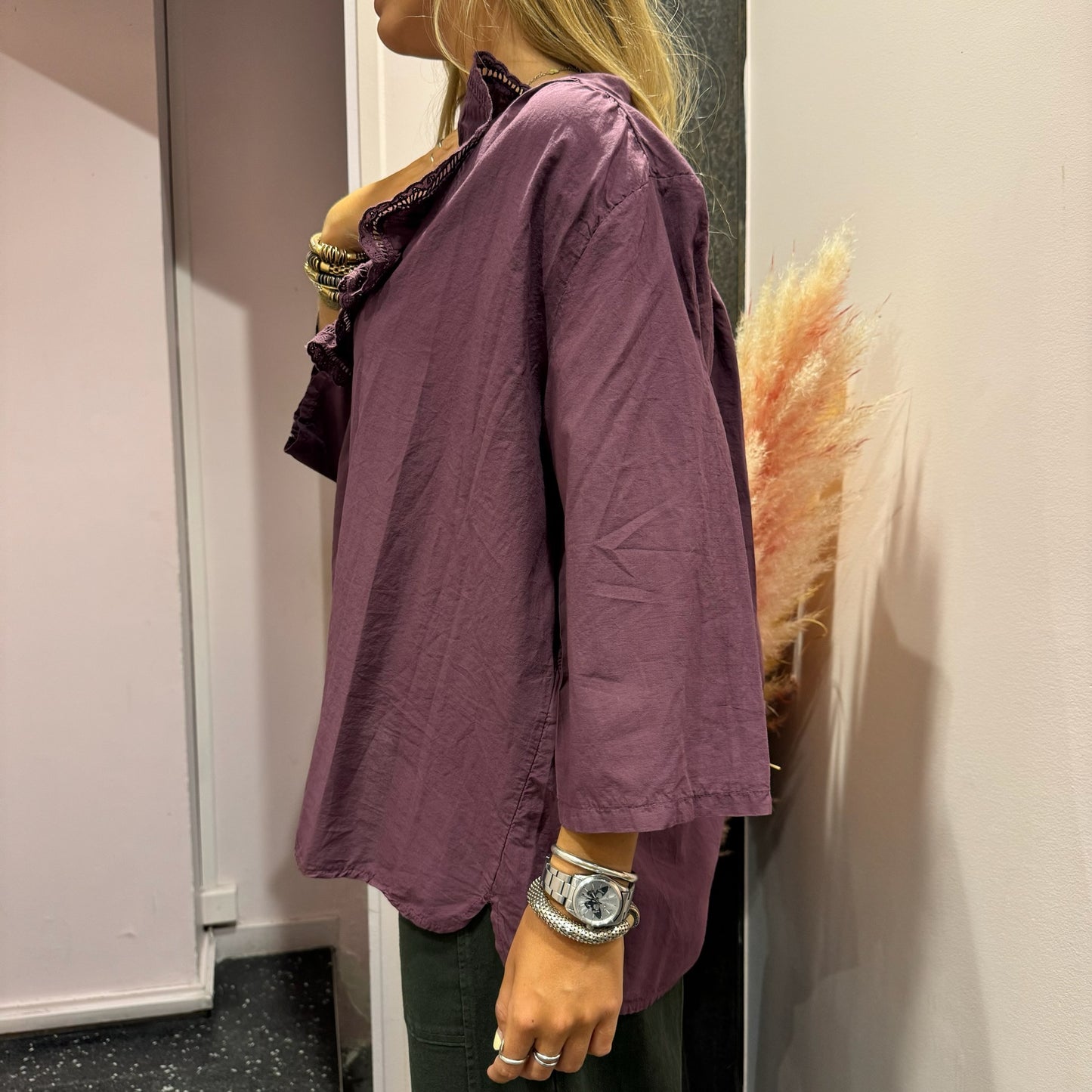 JOHANNA-Blouse ample col volanté