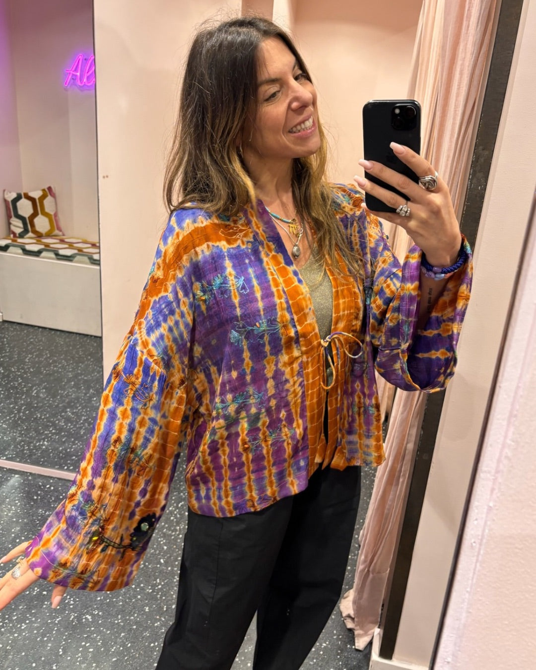 Kimono en soie et broderies