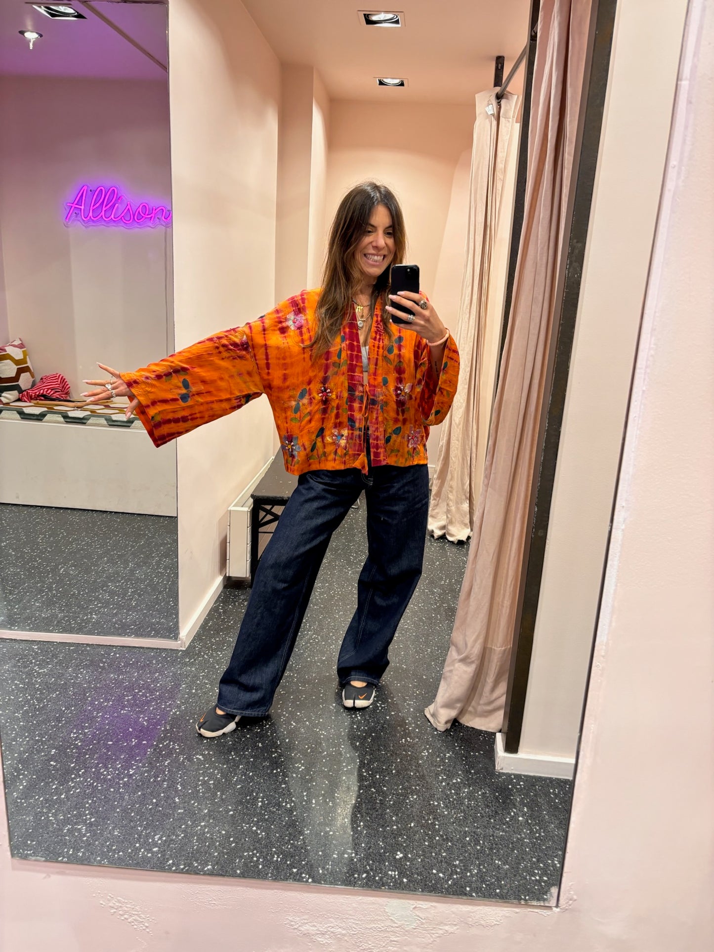 Kimono en soie et broderies